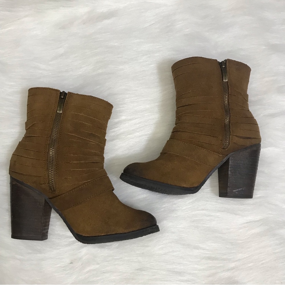 Naughty Monkey Brown Suede Boho Block Heel Boots Size 7.5 - Picture 2 of 11